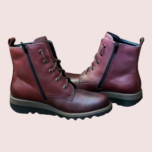 Josef Seibel burgundy combat boots - Picture 3 of 7